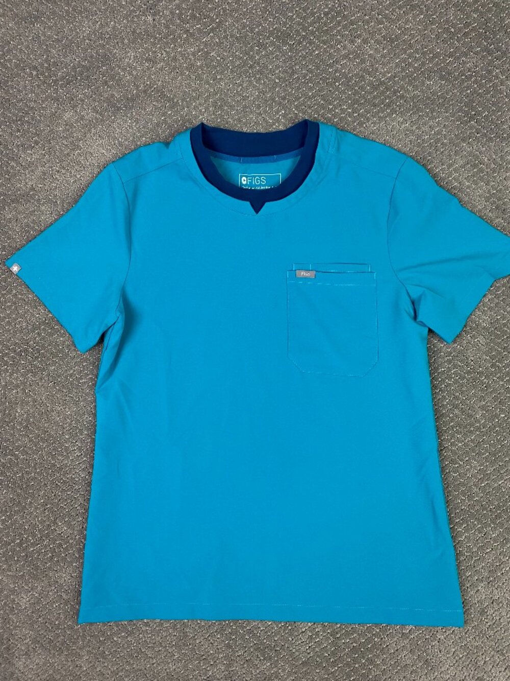 Figs Bryce Double Collar Slim Scrub Top Shirt Mens Medium Turquoise M23SW1024